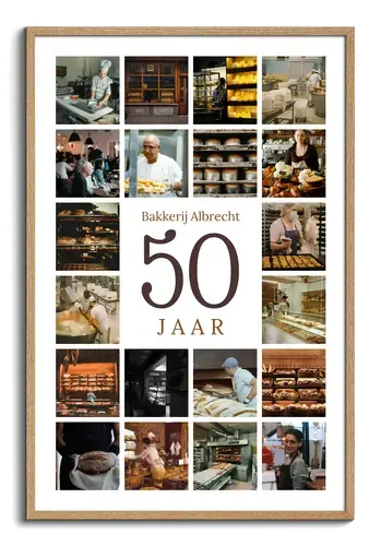 Cijfercollage 50 bedrijfsjubileum met rasterrand