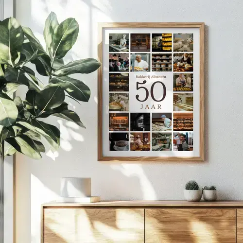 Cijfercollage 50 bedrijfsjubileum met rasterrand