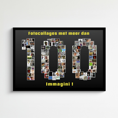 Collage met veel fotos maken met aangepaste tekst en ontwerp