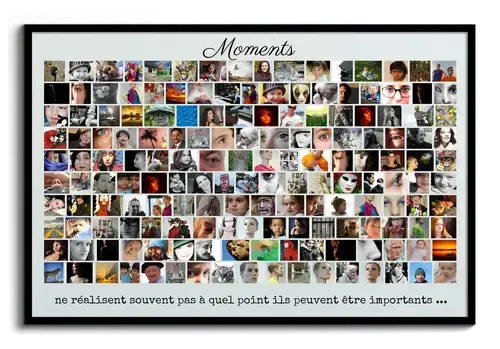 Image murale en photomontage avec citation et photos personnelles