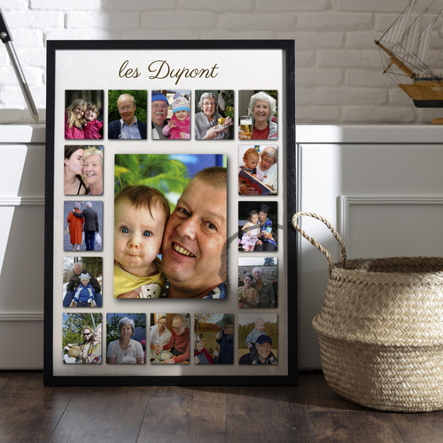 Collage Photo Famille Personnalisée - Poster Cadeau Mur Personnalisable