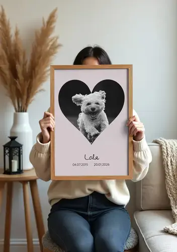 Collage photo silhouette de chien – nom et années