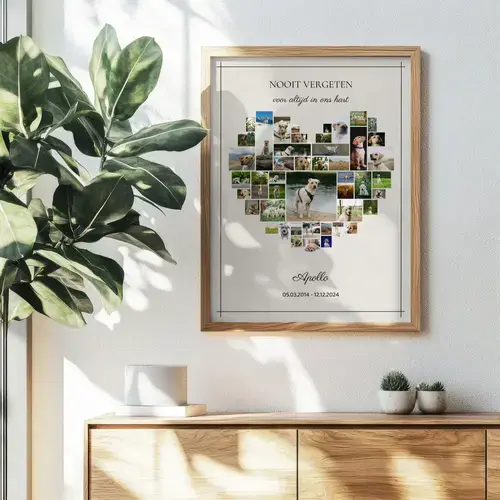 Herdenkingscollage hondensilhouet met naam & jaren