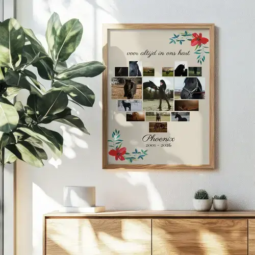 Herdenkingsposter paard met rijmotief & naam