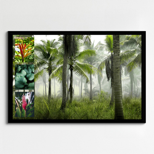 Collage photo Nature tropicale - créez votre impression premium: palmiers, plage, jungle