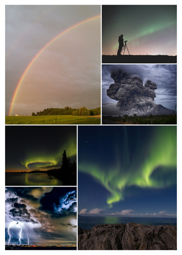 Créez un collage photo nature: aurores, arcs-en-ciel, orages – impression premium