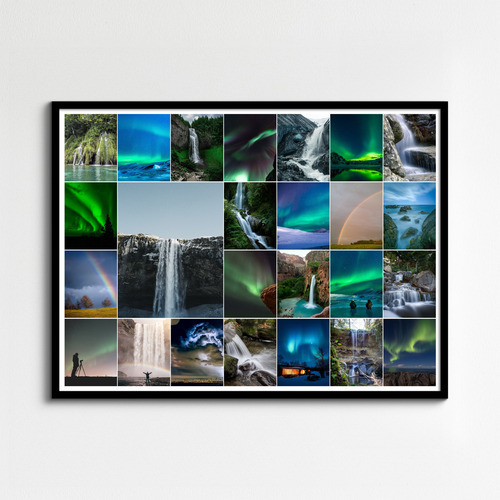 Créez un collage photo nature: aurores, arcs-en-ciel, orages – impression premium