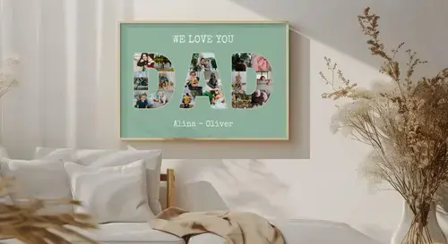 Collage Photo "On t'aime Papa" personnalisée