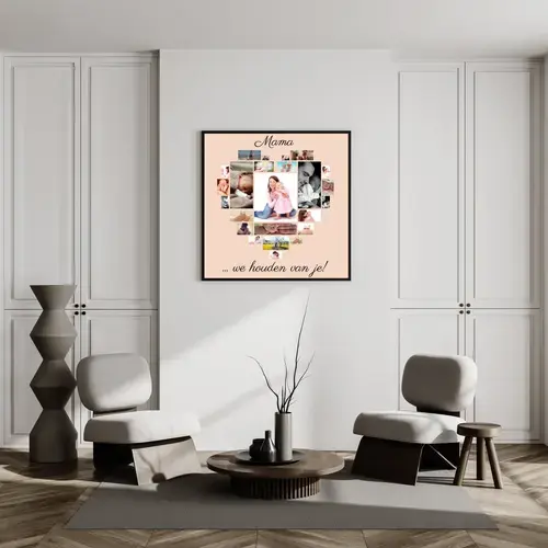 Fotocollage Moeder Hart met Foto's en Liefdetekst