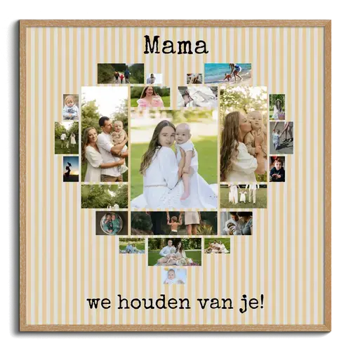 Gepersonaliseerd Cadeau Moeder Foto’s als Hart gevormd met Boodschap MAMA WIJ HOUDEN VAN JE