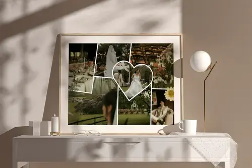 Clean scrapbook fotocollage bruiloft