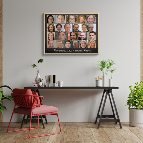 Collage Portrait d'Équipe: Cadeau Motivant pour Bureau ou Événements