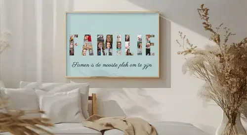 Fotocollage "FAMILIE" met persoonlijke foto's