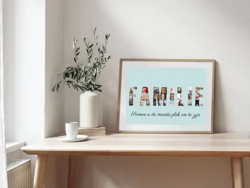 Fotocollage "FAMILIE" met persoonlijke foto's