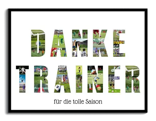 Personalisierte Fotocollage: "DANKE TRAINER" mit Widmung