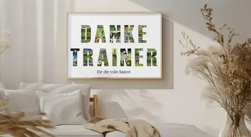 Personalisierte Fotocollage: "DANKE TRAINER" mit Widmung