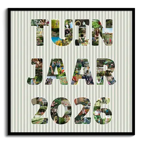 Tuinjaar Collage met Foto's en Groene Achtergrond