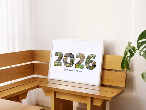Tuinjaar Collage met Foto's en Groene Achtergrond