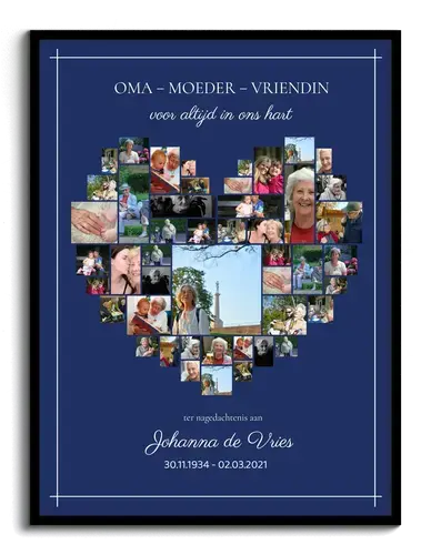 Herdenkcollage Hartvorm op Premium Canvas