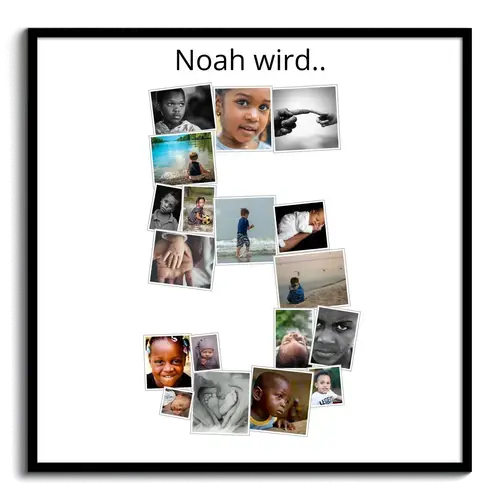 Fotocollage Zahl '5' – personalisierbar