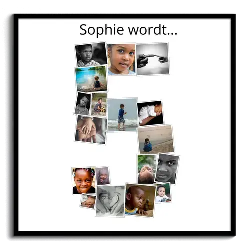 Fotocollage Cijfer 5 met Foto's Aanpasbaar