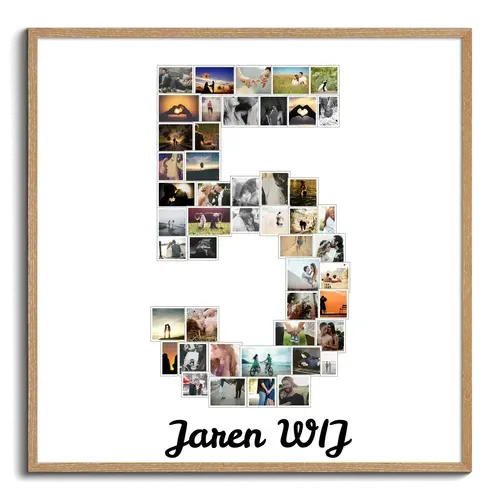 Fotocollage Cijfer 5 met Foto's Aanpasbaar