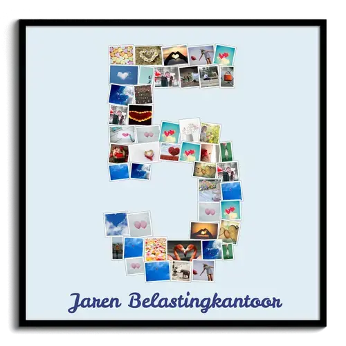 Fotocollage Cijfer 5 met Foto's Aanpasbaar