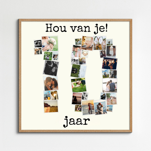 Maak jouw fotocollage met '10' persoonlijk en speciaal voor jubileum of huwelijk!