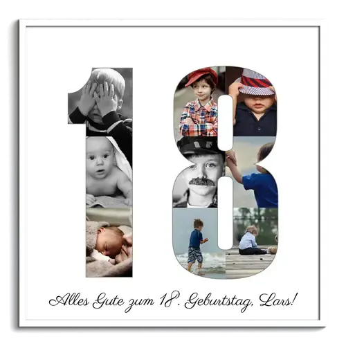 Fotocollage Zahl '18' – individuell gestaltbar
