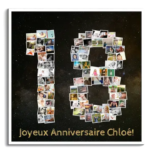 Collage photo "18 ans" personnalisée pour anniversaire ou fête spéciale