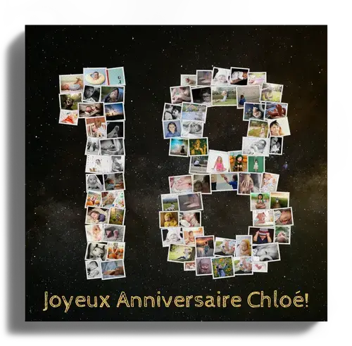 Collage photo "18 ans" personnalisée pour anniversaire ou fête spéciale