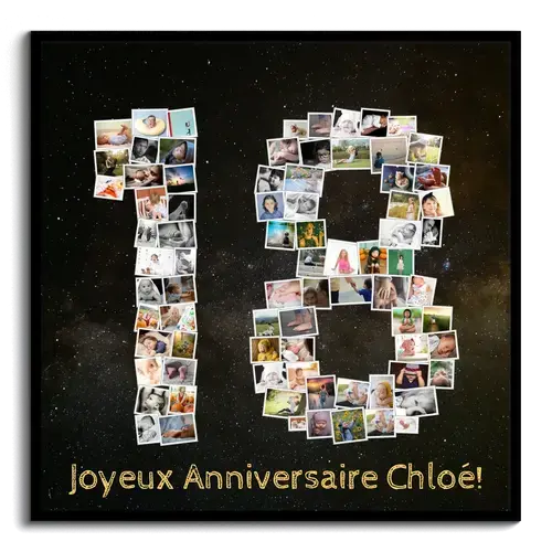 Collage photo "18 ans" personnalisée pour anniversaire ou fête spéciale