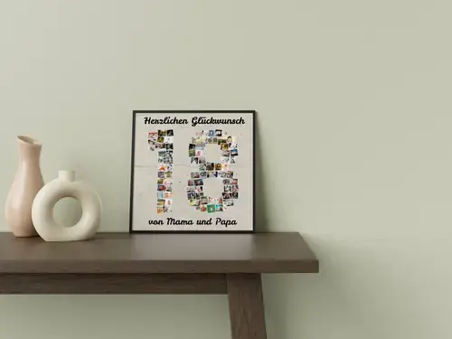 Fotocollage Zahl '18' – individuell gestaltbar