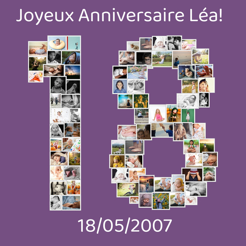 Collage photo "18 ans" personnalisée pour anniversaire ou fête spéciale