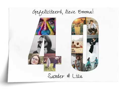 Fotocollage Nummer 40 gepersonaliseerd