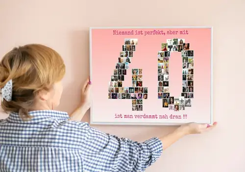 Fotocollage Zahl "40" – anpassbar & vielseitig