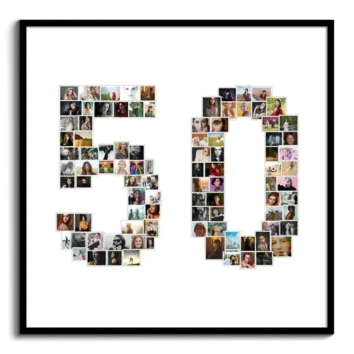 Fotocollage Cijfer '50' - Persoonlijke Aanpassing