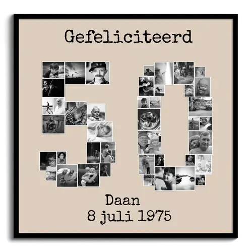 Fotocollage Cijfer '50' - Persoonlijke Aanpassing