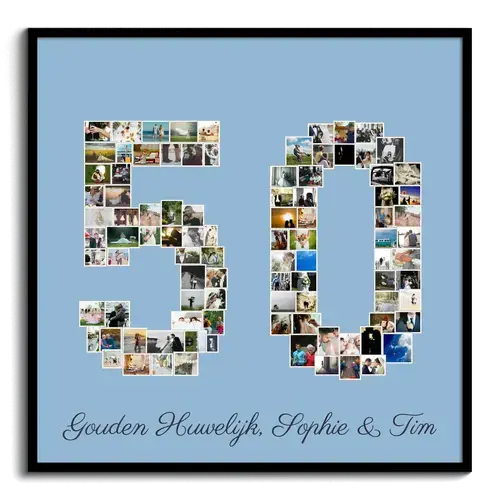 Fotocollage Cijfer '50' - Persoonlijke Aanpassing