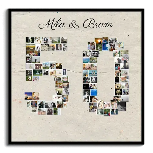 Fotocollage Cijfer '50' - Persoonlijke Aanpassing