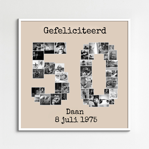 Creëer je unieke fotocollage '50' voor verjaardag of gouden huwelijk!