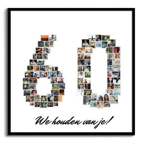Maak een unieke fotocollage '60' voor een bijzondere verjaardag of pensioen! Maak een unieke fotocollage '60' voor een bijzondere verjaardag of pensioen!