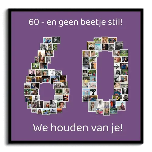Maak een unieke fotocollage '60' voor een bijzondere verjaardag of pensioen! Maak een unieke fotocollage '60' voor een bijzondere verjaardag of pensioen!
