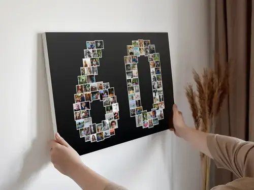 Collage Photo Chiffre 60 Anniversaire Personalizable
