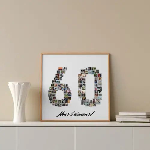 Collage Photo Chiffre 60 Anniversaire Personalizable
