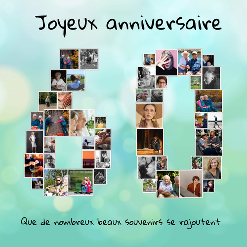 Collage numéro 60 personnalisée - Cadeau d'anniversaire ou retraite