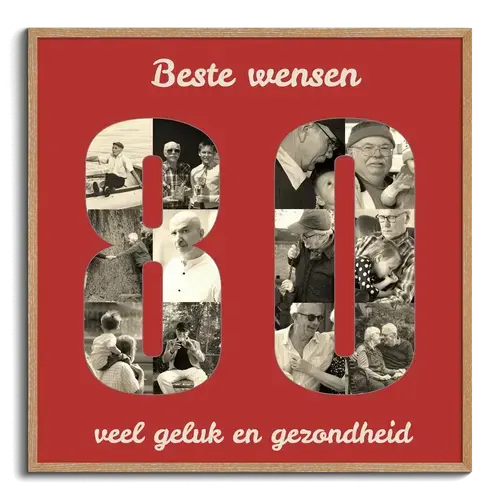 Creëer je eigen fotocollage '80' als uniek cadeau voor een 80e verjaardag! Creëer je eigen fotocollage '80' als uniek cadeau voor een 80e verjaardag!
