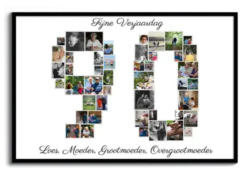 Fotocollage Cijfer '90' met Aangepaste Foto's