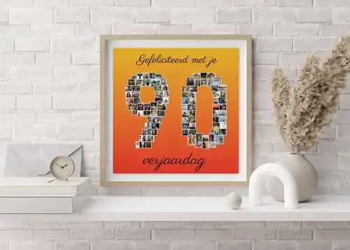 Fotocollage Cijfer '90' met Aangepaste Foto's