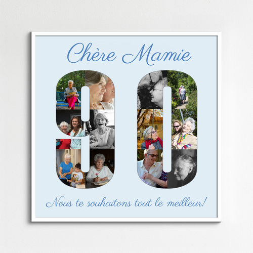 Créez un Collage Photo Chiffre 90 pour Anniversaires – Cadeau Personnalisé